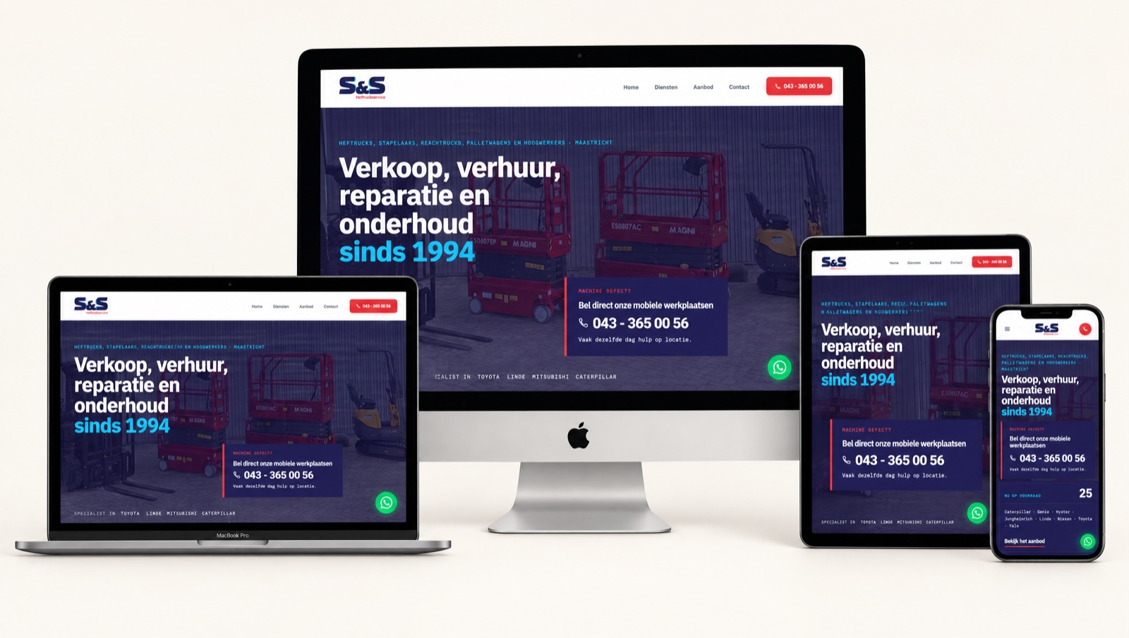 S&S Heftruckservice op een iMac, MacBook, iPad en iPhone